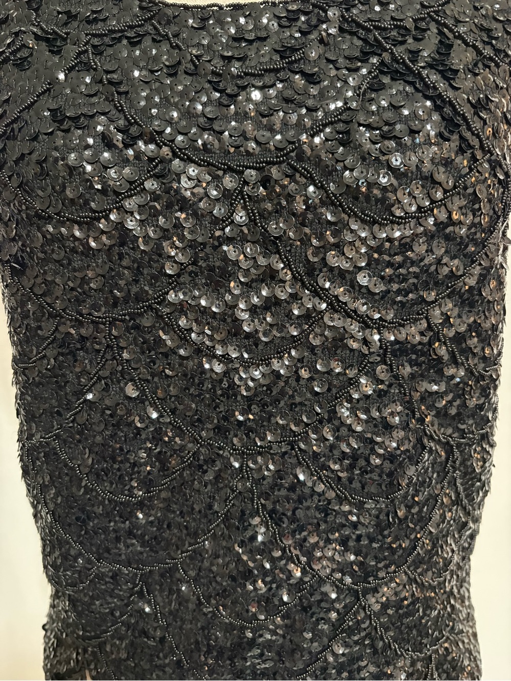 Vintage 60s Black Sequin Beaded Zip-Up Sleeveless Top Size M STUNNING - Picture 4 of 5